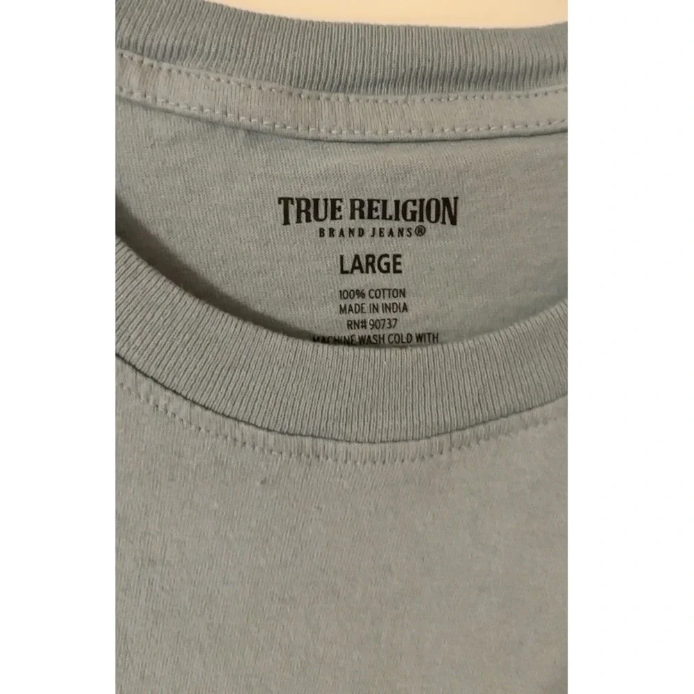 True Religion Crew Neck T-Shirt Soft Cotton Casual Blue Top Men Large‎ EUC